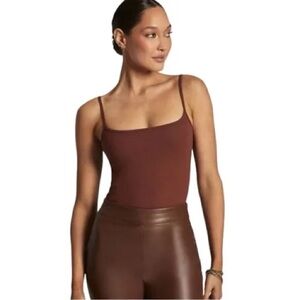 Meshki MIKA Ribbed Scoop Neck tank Bodysuit Spice brown size M NWT classic
